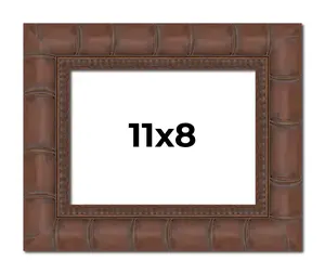 11x8 Brown Wide Bamboo Picture Frame - UV Acrylic, Foam Board Backing, Hanging Hardware