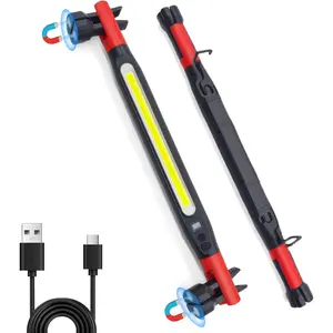 2 sets of ultra-bright undercarriage repair flashlights, equipped with 360-degree rotatable magnetic hooks, waterproof rechargeable lights, suitable for emergency situations in car maintenance, with adjustable LED lighting function, long-lasting charging,