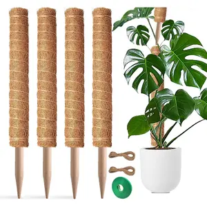 Moss Pole, 4 Pack 17Inch Monstera  Support for Climbing  Accessories Indoor -Stackable Moss Poles  Support Stakes -Coir  Pole Sticks for Potted  -Pothos, Tall  Trellis