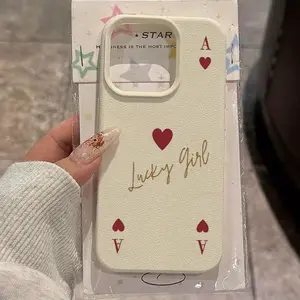 Lychee Pattern Lucky Girl Poker Creative Heart Letter a Phone Case for iPhone 17/16 Pro Max/14/16 Plus/15/13 Pro/12/11/XR/air