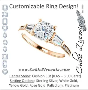 Cubic Zirconia Engagement Ring- The Bhakti (Customizable Enhanced 5-stone Cushion Cut Design with Thin Pavé Band)