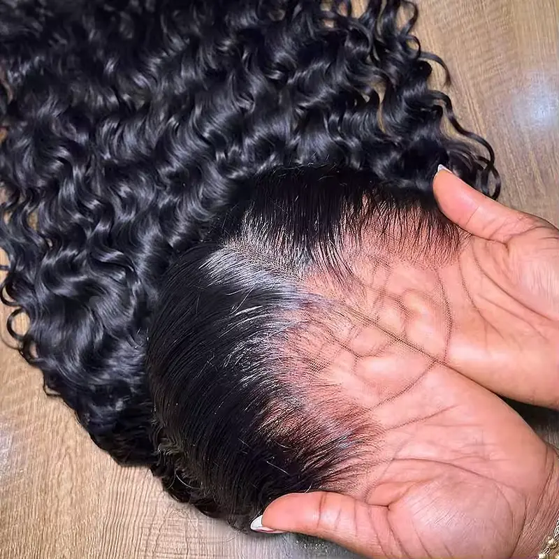 Curly Glueless Drawstring 13x6 HD Lace Frontal Wig 100% Human Hair Pre Plucked Deep Wave 7x5 HD Lace Closure Wig 3 Mins Ready to Wear Go Glueless Wig 250% Thick Hair Lace Wigs for Women Beginner Friendly