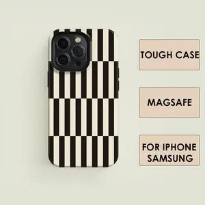 MagSafe/Tough Case Tall Checkered Black & Cream Tough iPhone Case Premium Film 2 in 1 Phone Case - Durable, Shock Absorbing and Stylish Protection, Compatible with Iphone 11, 12, 13, 14, 15 16E  17 Pro Max and Pro Plus