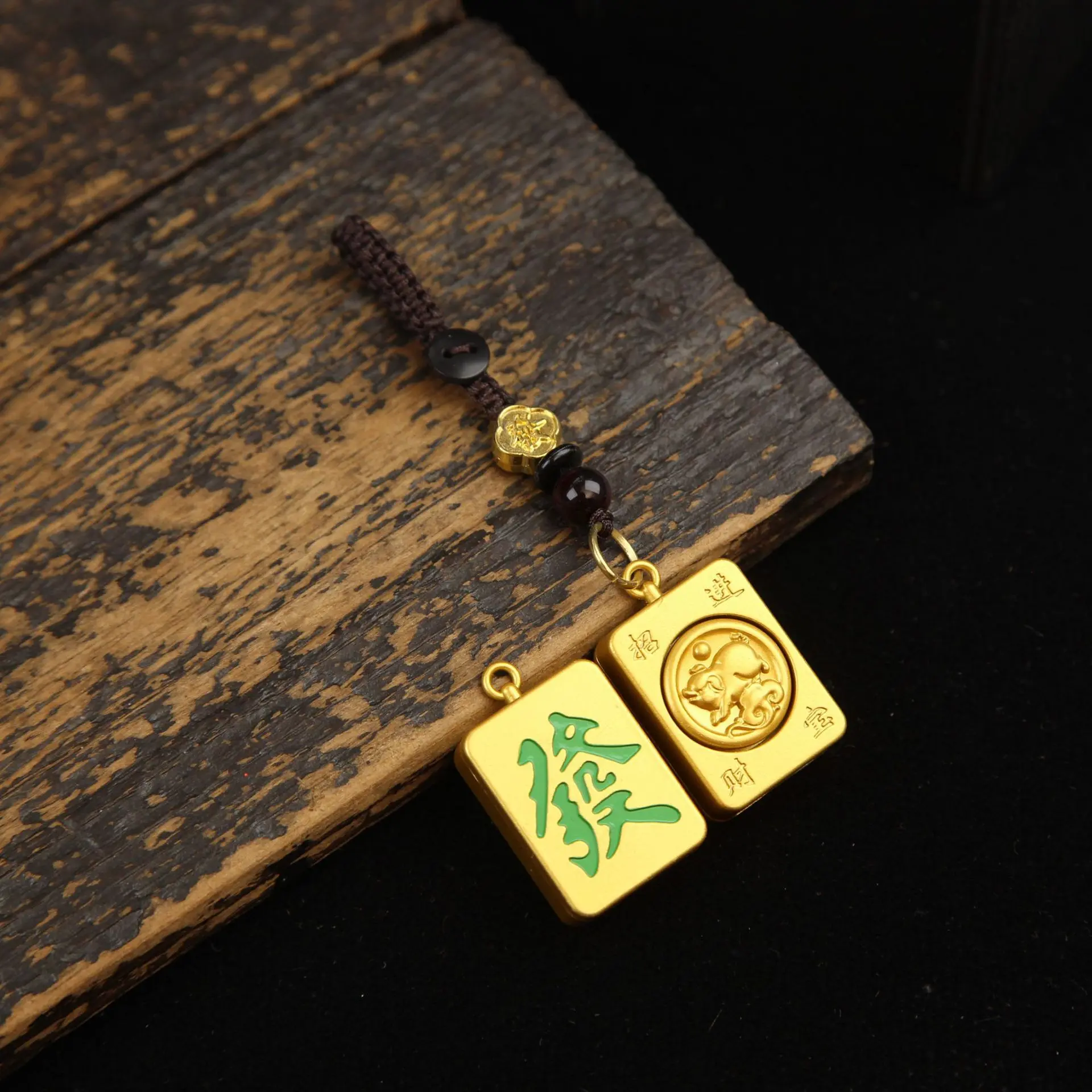 Zodiac Pig - Fortune Mahjong Spinner + FortuneRope