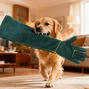 Upgraded Wear Resistant Anti Scratch Anti Bite Leather Gloves Pet Feeding Handling Gloves For Cat Dog Training Bird Handling Reptile Care Gardening Welding Durable Hot Selling