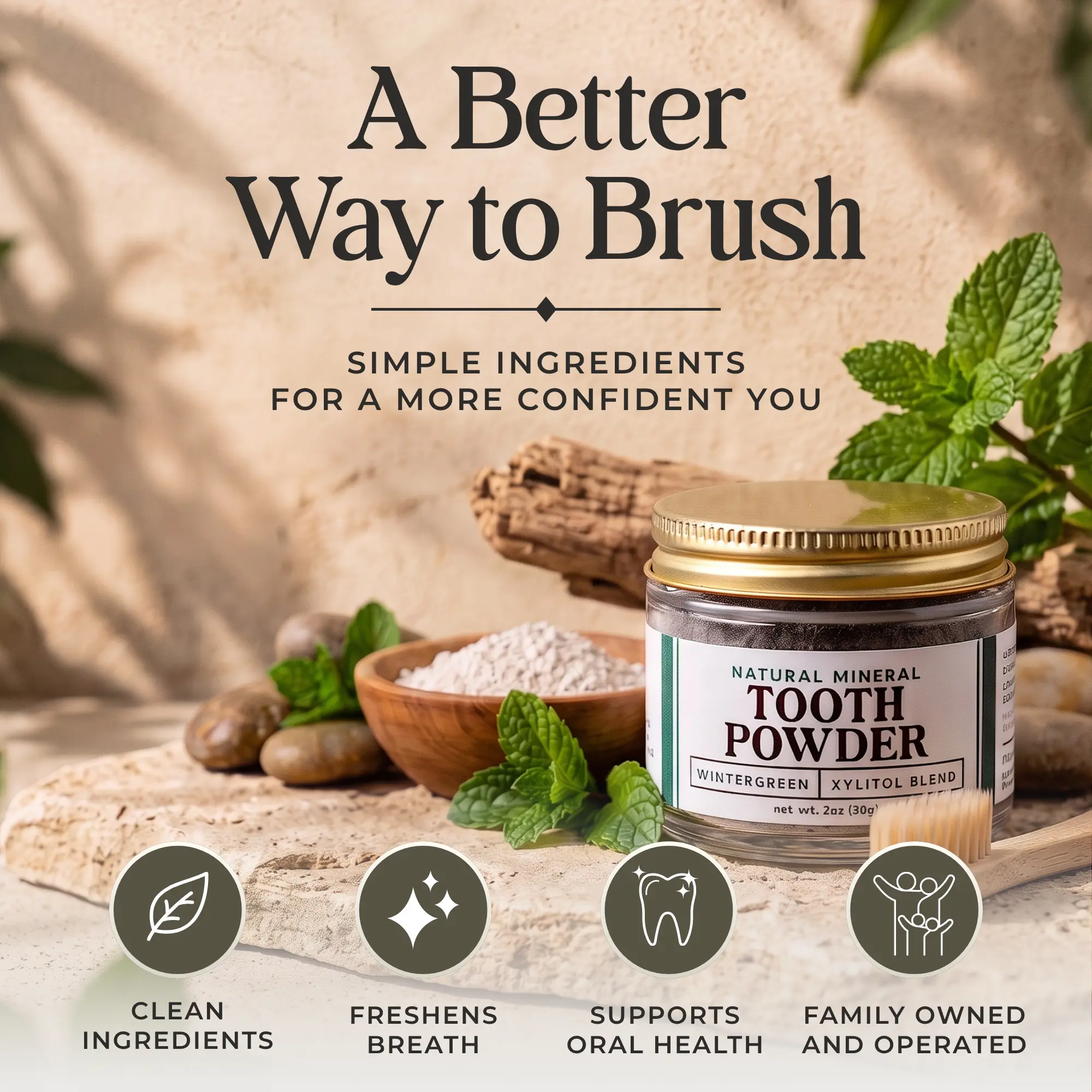 Non-Nano (Micro) Hydroxyapatite Tooth Powder by Revive Homestead - Remineralizing, Fluoride-Free, Teeth Whitening, Gentle, Sensitive, Holistic Oral Health, Natural Toothpaste Alternative for Adults & Kids (peppermint, wintergreen, vanilla, strawberry...)