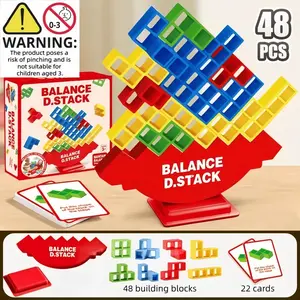 48-Piece Balance Tower Game Set, Fun Stacking Desktop Version, Perfect for Family Game Night, Teen Parties, Christmas Gifts, Travel Entertainment