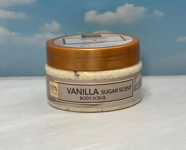 Luxury Vanilla Sugar Scent Body Scrub, 8oz SPA Bath Exfoliator for Beauty & Personal Care