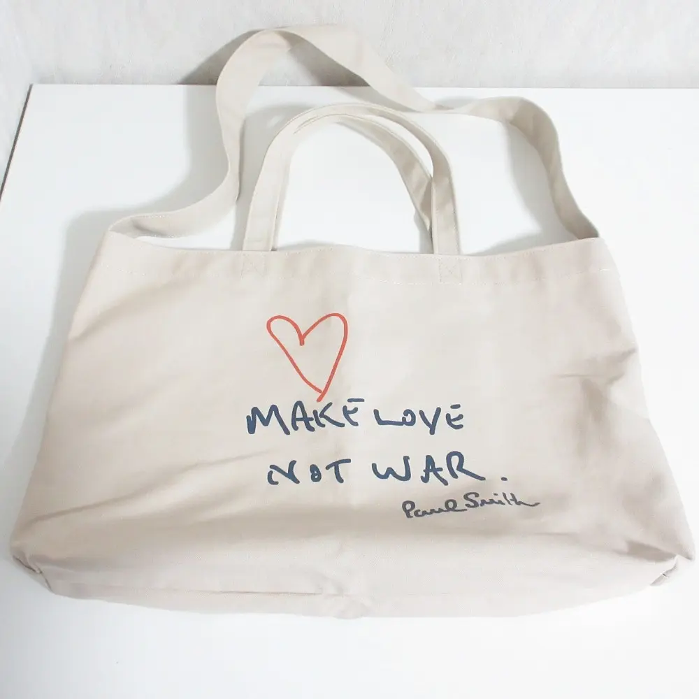 Pre-owned Paul Smith Canvas Tote Bags MAKE LOVE NOT WAR 2way Tote Bag