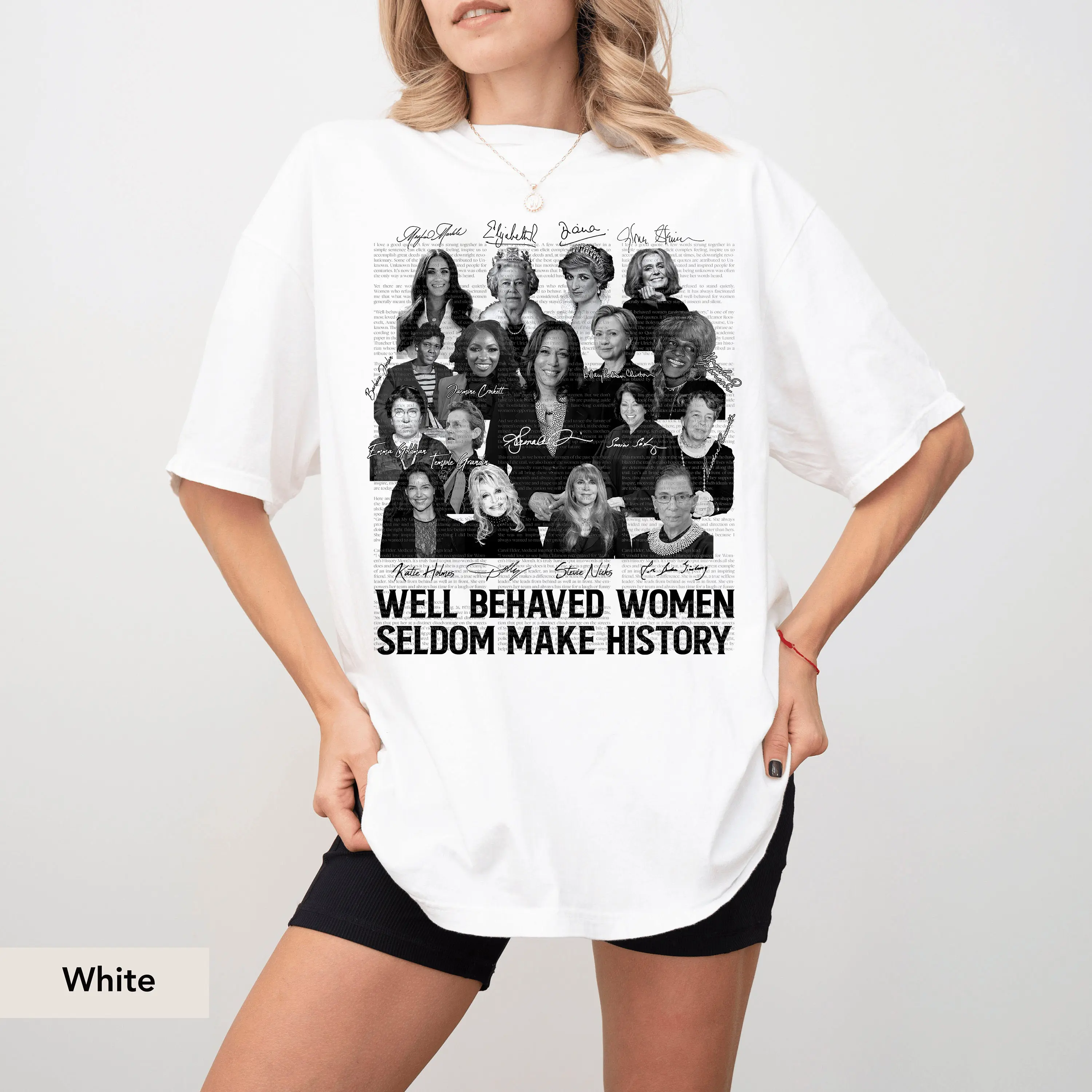 Well-behaved Women Seldom Make History Ver 3 , Jasmine Crockett, Stevie Nicks, Princess Diana, Hilary, Ruth, Harris, etc...Kamala Harris 2024 shirt Womenswear Feminist Witchy