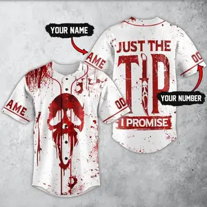 Custom Ghost Face Inspired Baseball Jersey Just The Tip I Promise Funny Horror Meme Shirt