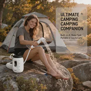 Outdoor camping shower kit, RV external shower, portable bidet, feminine hygiene products, electric bidet, perineal douche, beach shower, beach foot wash, convenient storage.