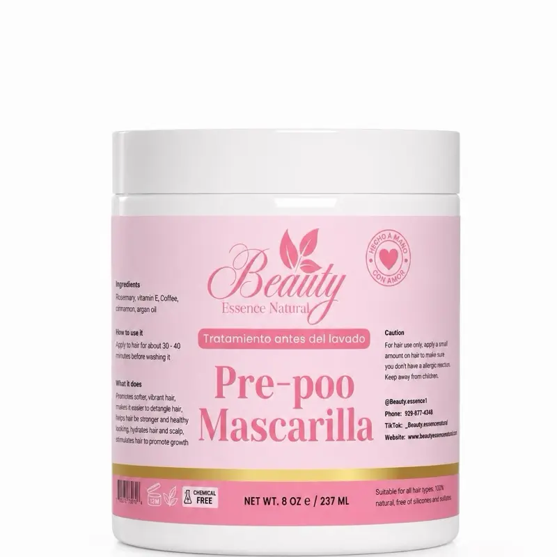 Beauty Essence Natural Pre-poo Mascarilla – Pre-Wash Hair Treatment 8 Oz