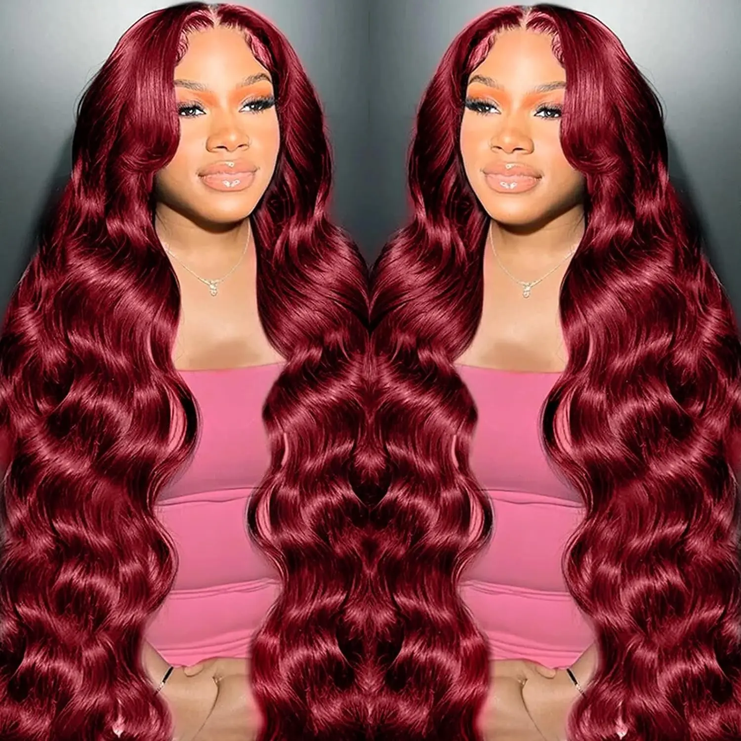 Bling Hair 99J Burgundy 13X6 HD Lace Front Human Hair Wig Red Colored Body Wave 13X4 Lace Frontal Wig 5x5 Glueless Ready to Wear for Black Women with Baby Hiar Natural Hairline Long Wavy Hair TikTokShopHolidayHaul