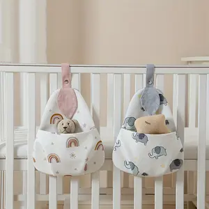 Rainbow/Elephant Crib Hanging Organizer Cute Cartoon Baby Bedside Storage Bag for Toys Diapers Clothes and More
