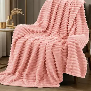 3D Striped Coral Fleece Blanket – Soft, Warm & Lightweight Throw for Sofa, Bedroom & Travel – Machine Washable, Cozy Home Gift