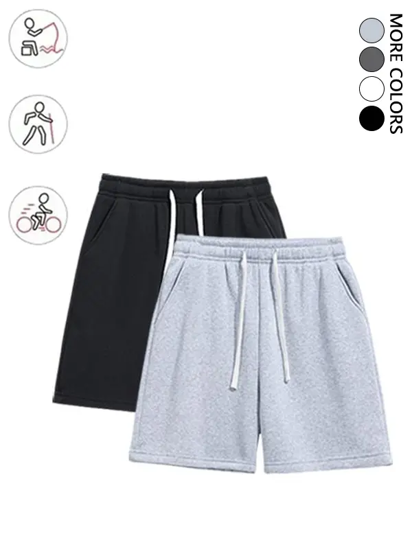 2-pack men’s knit shorts, loose fit, versatile, mid-thigh length with drawstring, street style, comfortable for everyday wear