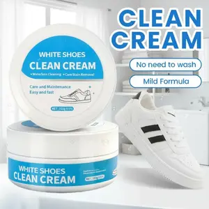 160g White Shoe Cleaner Cream, Stain Removerfor Sneakers, No-Wash Formula, Fast Cleaning With Sponge Included, interior Decoration Compatible
