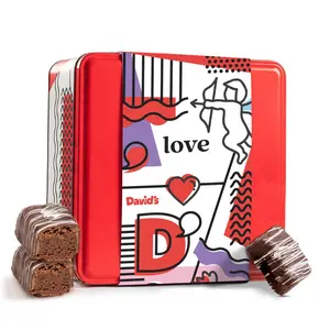 DAVID'S COOKIES Chocolate-Covered Brownie Bites Snack Gift Tin, "I Love You" Themed Mini Treats