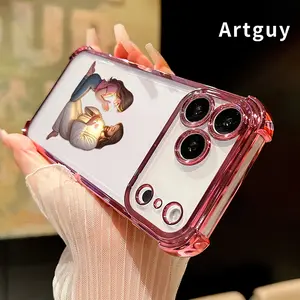 Jesus and little Girl Praying Pattern Four Corner Anti-Fall Phone Case Transparent Electroplated Protective Cover for iPhone 17 Pro Max Air 16 15 Plus 14 13 12 11 E