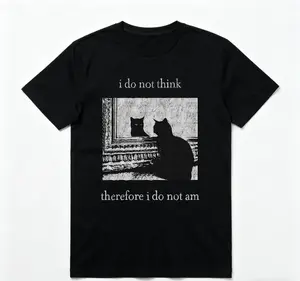 I Do Not Think Cat T-Shirt, Funny Goth Graphic Tee, Vintage 90s Style Shirt, Unisex Cotton Top for Men Women, Trendy Streetwear Gift