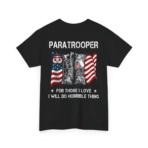 Paratrooper Military T-Shirt – Patriotic Airborne Veteran Tee | American Flag Soldier Tribute Shirt