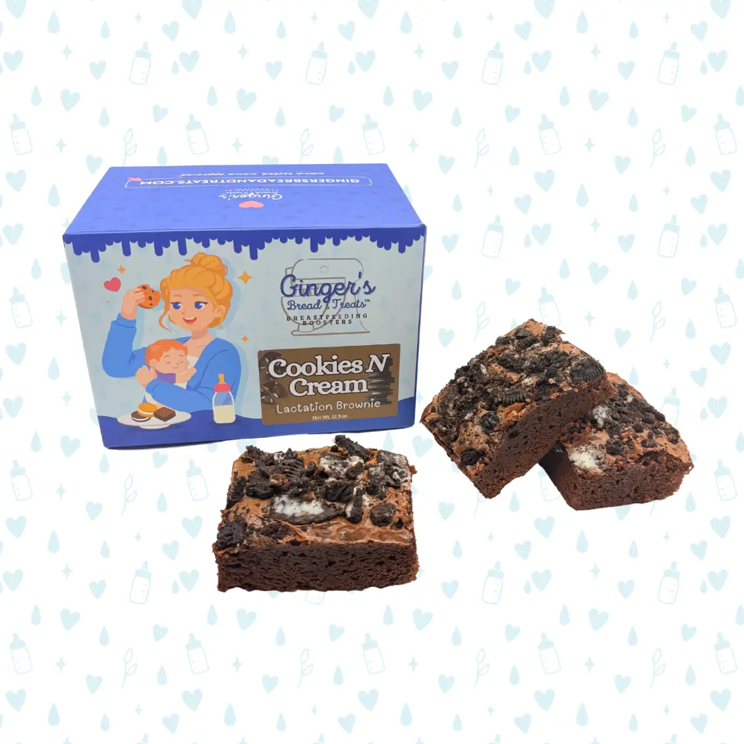 Cookies N' Cream Lactation Brownies 6 Individually Sealed Brewer's Yeast & Flaxseed for Breastfeeding Moms Delicious Supportive Snack US