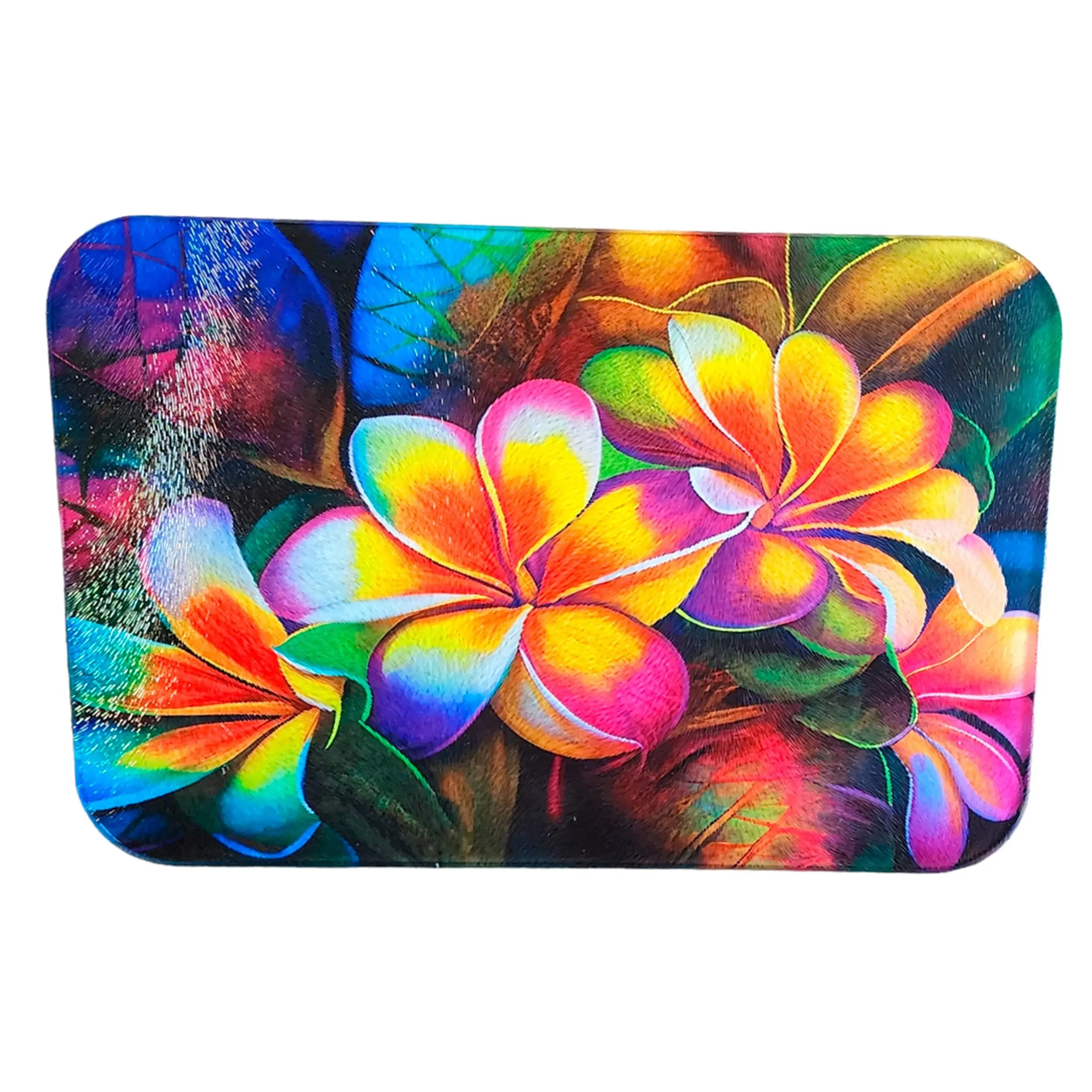 Coastal Plumeria Floral Cutting Board – Tropical Kitchen Decor & Charcuterie Serving Board