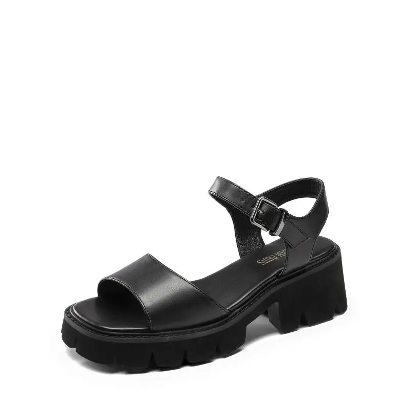 Dream Pairs Women's Retro Chunky Block Heel Platform Sandals - Square Toe, Leather Adjustable Ankle-Strap, Lug Sole, Statement Shoes with 0.9" Platform Lift, Chunky Block Heel Feels Steady