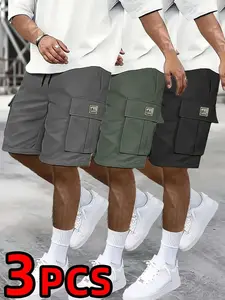NORTIVE 3-PCS Men's cargo shorts, diagonal pockets, versatile casual wear, everyday wear men's shorts practical