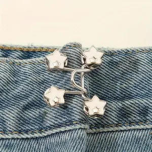 Star Design Waist Buckle Decoration, 2/4 Sets No Sewing Adjustable Fasteners Clip Snap Tack Replacement Buckle, Sewing Accessories for Jeans