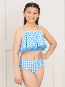 Summer Gingham Lacy Swimsuit - Blue