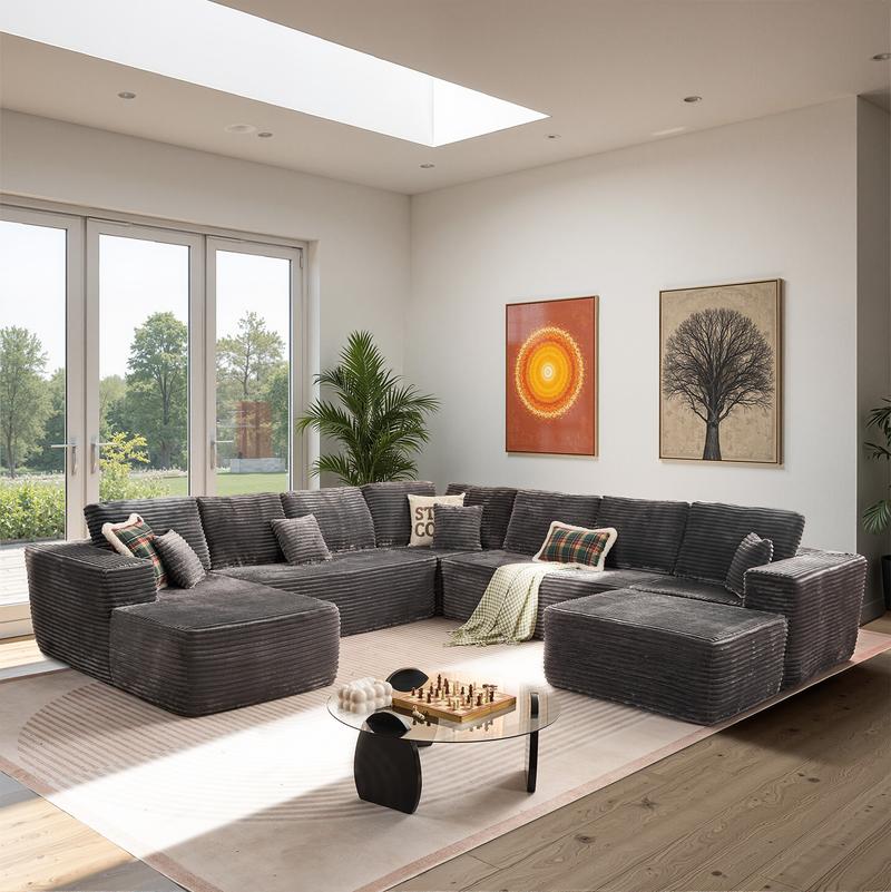 XIZZI 135" Cloud Sectional Couch with L-Shape Chaise,Modern Modular Sofa with Deep Seat, Upholstered Couches for Living Room Bedroom,No Assembly Required