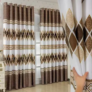 Modern Nordic Geometric Blackout Curtains, Textured Insulated Drapes with Ring Top Design, Suitable for Living Room Bedroom Kitchen Balcony
