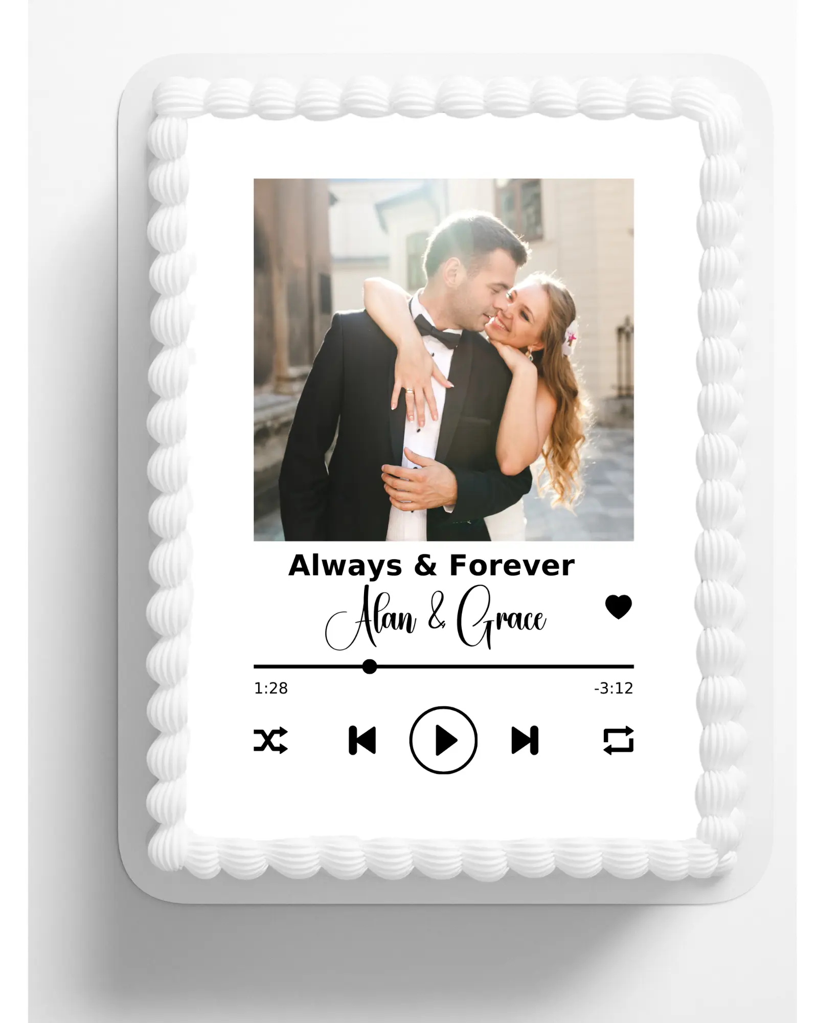 Easy To Apply MP3 Design Image Cake Topper For Wedding. Anniversary or Birthday