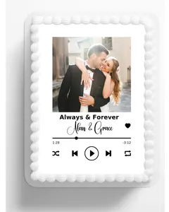 Easy To Apply MP3 Design Image Cake Topper For Wedding. Anniversary or Birthday