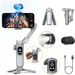 3-Axis Phone Gimbal, Gimbal Stabilizer for iPhone w/AI Vision Sensor, Portable Gimbal for iPhone/Andriod, iPhone Gimbal Built in Fill Light  for  -Smart AI XPro Grey