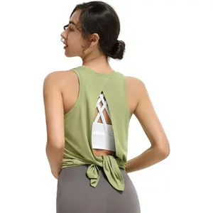 Outdoors & sports DREAM SLIM Tie Back Workout Tank for Women Loose Fit Cross Back Strappy Yoga Running Shirts Open Back Athletic Tanks