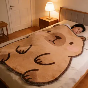 Cute Capybara Shape Blanket, Warm Office Nap Blanket, Soft Warm Blanket, Soft Fluffy Blanket, Fall Winter Cozy Throw for Sofa Bed Car Office Pet Gift