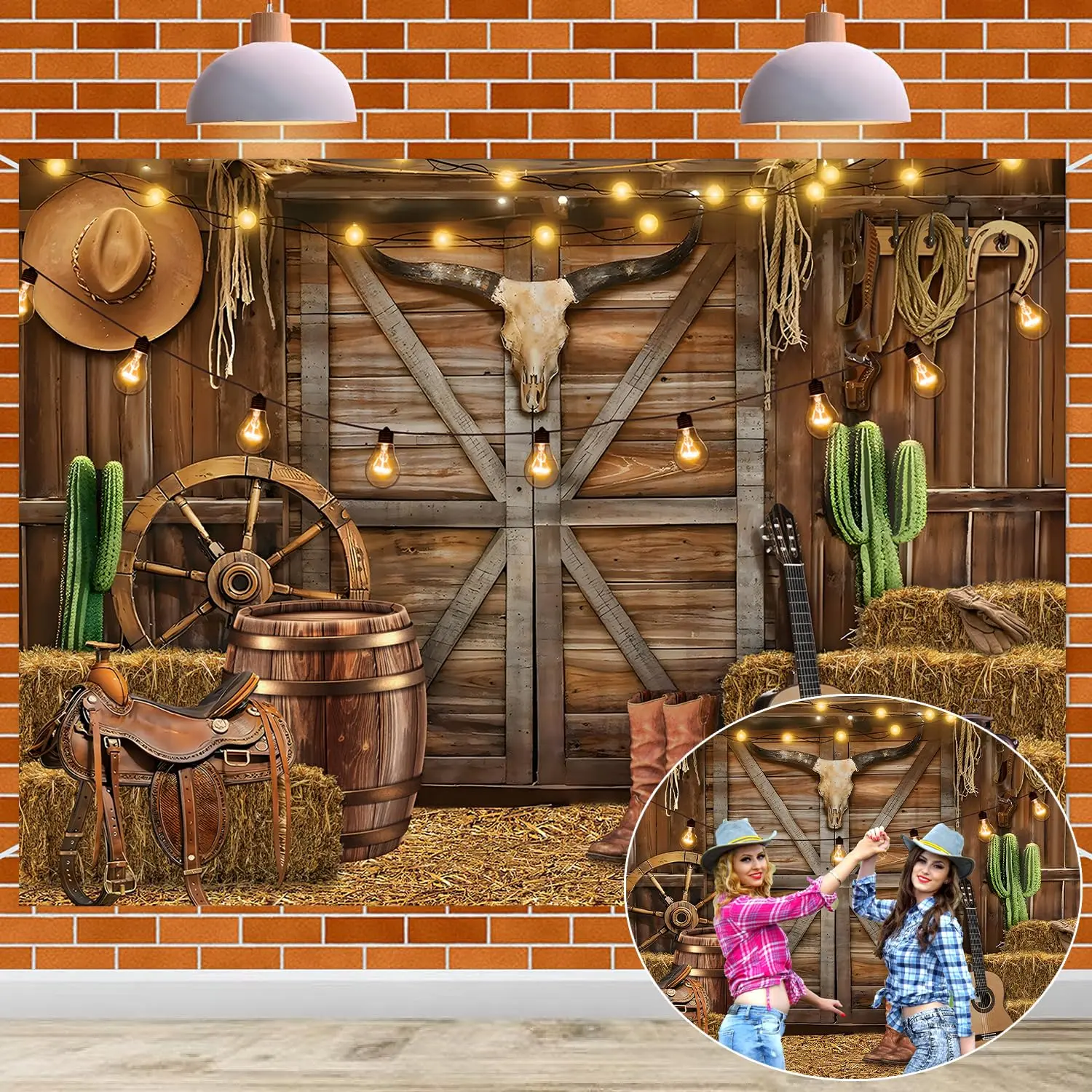 Western Cowboy Backdrop 7x5ft West Rustic Wooden House Barn Photography Background For Portrait Boy Birthday Party Decorations Supplies Photo Props