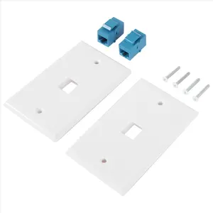 2-Pack 1 Port Ethernet Wall Plate, RJ45 Cat6 Female to Female Jack Inline Coupler Face Plates, 1-Port