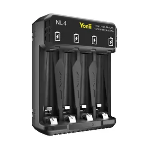 Home Rapid Battery Charger 4 Slots, Compatible with 1.5v Lithium-Ion + 1.2v Nimh Aa Aaa Batteries, Efficient Charging Solution