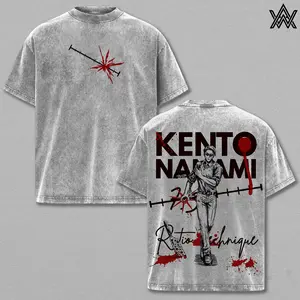 Kento Nanami Tee Washed – Jujutsu Kaisen Washed Anime Manga T-Shirt, Vintage Washed Calm Overtime Sorcerer Graphic Tee, Unisex Oversized Streetwear Shirt, Ratio Technique Aura Anime Aesthetic Tee, Gift for JJK Fans
