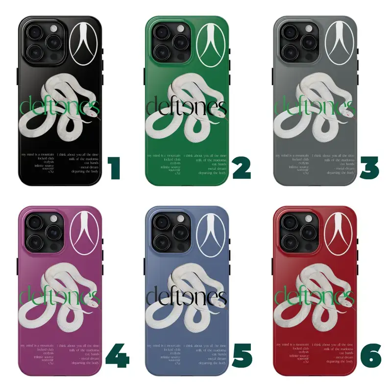 6 styles ver2 deftones private music phone case full tracklist - deftones snake case my mind is a mountain case cover for iphone 17, 16 pro max plus to SE