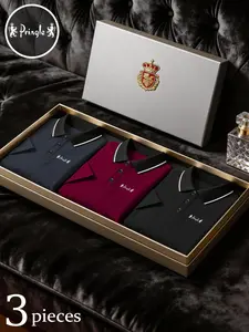 3-piece set quick-dry breathable fabric polo shirt, Polo shirts set, Pringle of Scotland printed pattern, men's sports casual short-sleeveared T-shirt top, suitable for golf and various outdoor sports