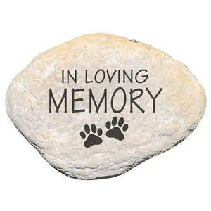 Pet Memorial Stone For Garden, In Loving Memory Paw Print Grave Marker