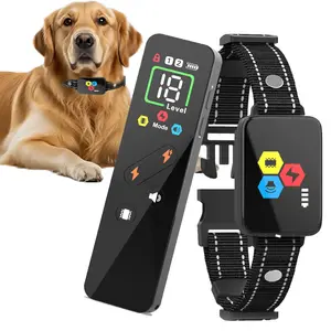 Remote Dog Training Collar with LCD Screen, Electronic Training Collar with Beep, Vibration & Adjustable Shock, Rechargeable & Waterproof for Dog Obedience and Recall Training