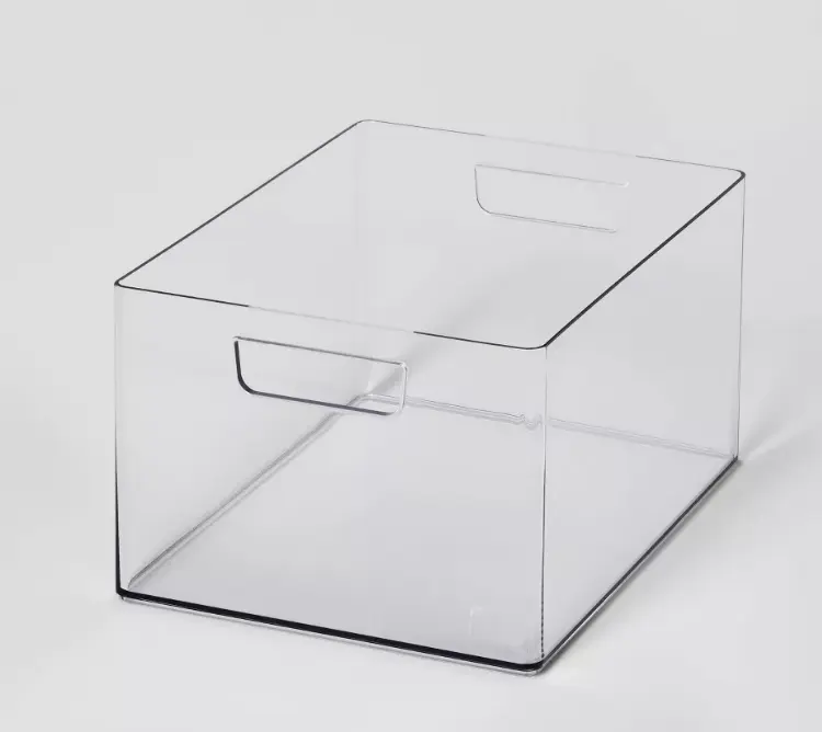 Clear Bathroom Organizer Bin with Handles for Under Sink Cabinet Storage, Plastic Organizer Basket for Vanity Countertop & Home Organization