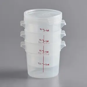 Cambro 1 Qt. Translucent Round Polypropylene Food Storage Container and Lid - 3/Pack