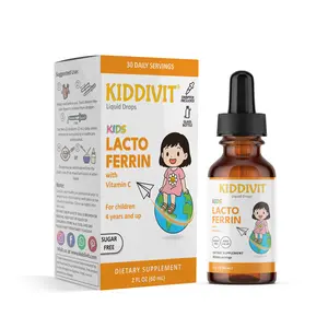 Kiddivit Lactoferrin for Kids with Vitamin C - 30 Daily Servings, 2 fl oz (60 ml) - Dropper Included, Glass Bottle - Sugar Free, Gluten Free, Vegetarian Friendly